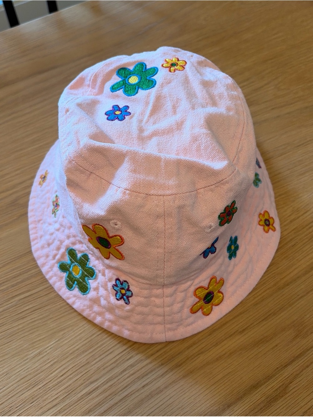 Urban Outfitters Pink Bucket Hat with Multicolor Floral Stitching